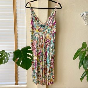 T-Bags LA Y2k Tropical Print Knee Length Tank Dress